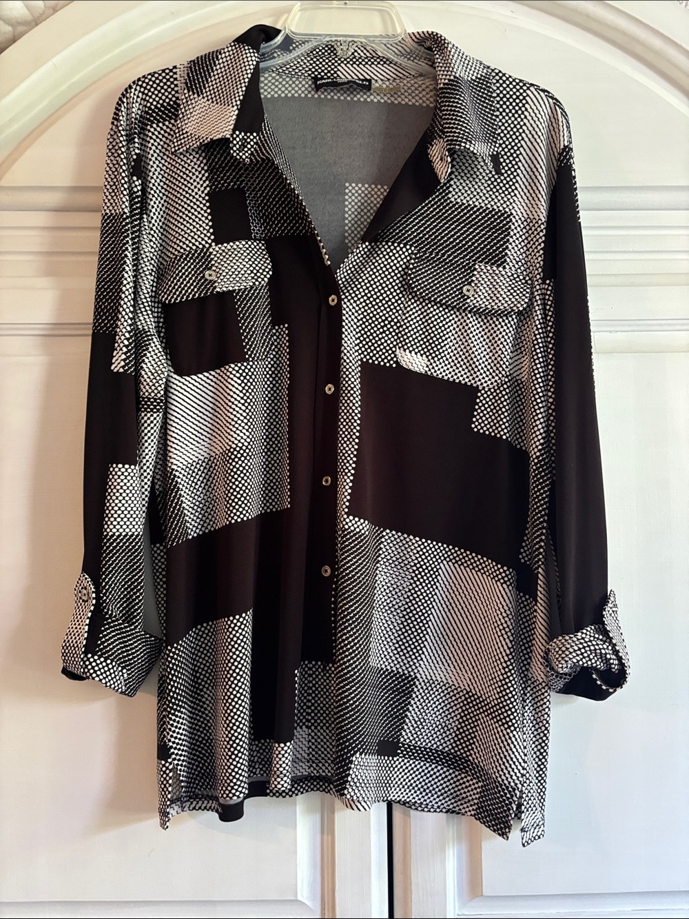 Karl Lagerfeld Black and White Patterned Blouse